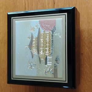 The Art Of Chokin Japanese Pagoda Music Jewelry Box Black Lacquer